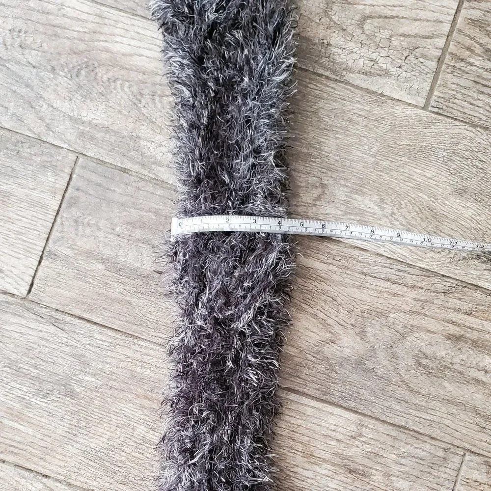 Soft Fuzzy Black Gray and White Scarf